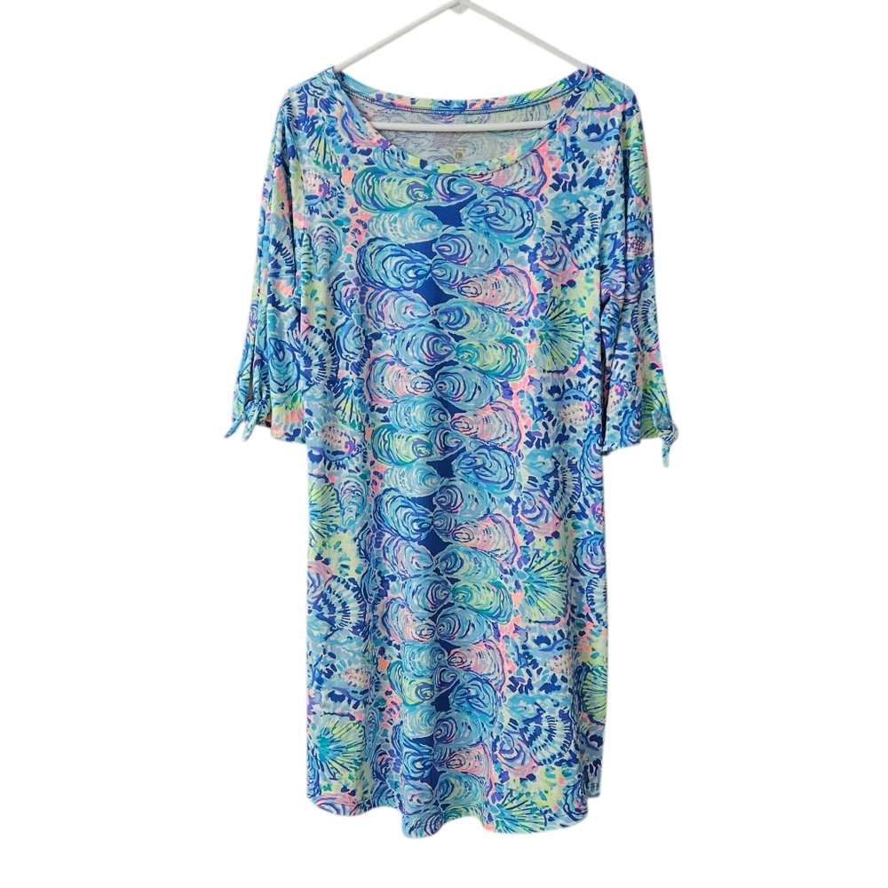 Lilly Pulitzer Multicolor Blue Pink Green Scoop Neck Mini Dress